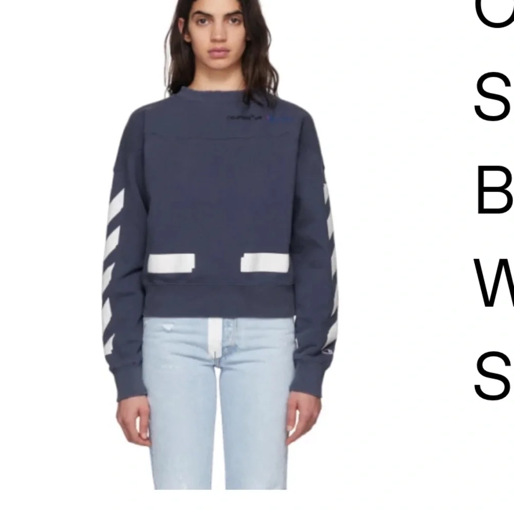 OFF-WHITE BLUE champion reverse weave edition crewneck sweat-shirt - Picture 1 of 7